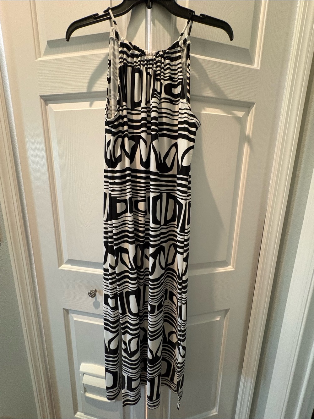 Jude Connally Black and White Geometric Maxi Dress